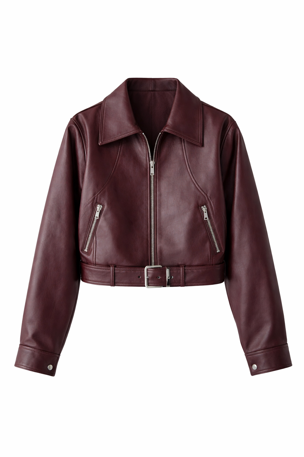 Chaqueta Burdeos Efecto Cuero – LLC Arinel